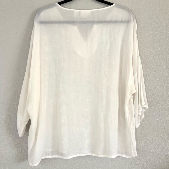 Chicos Shiloh Summer Embroidered Sequin 3/4 Sleeve Relaxed Fit Blouse Size 2 - Picture 6 of 11